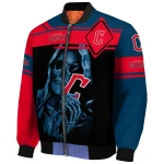 customized cleveland guardians reaper hands navy blue black bomber jacket best selling