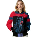customized cleveland guardians reaper hands navy blue black bomber jacket best selling