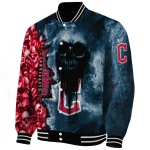 customized cleveland guardians skull cluster navy blue varsity jacket best selling