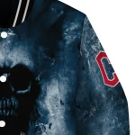 customized cleveland guardians skull cluster navy blue varsity jacket best selling