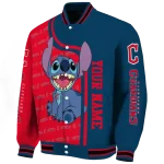 customized cleveland guardians stitch laughing navy blue varsity jacket best selling