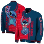 customized cleveland guardians stitch laughing navy blue varsity jacket best selling