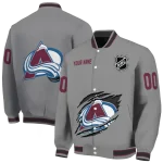 customized colorado avalanche claw streak grey varsity jacket best selling