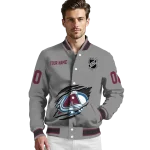 customized colorado avalanche claw streak grey varsity jacket best selling