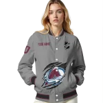 customized colorado avalanche claw streak grey varsity jacket best selling