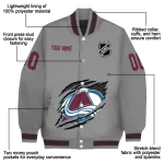 customized colorado avalanche claw streak grey varsity jacket best selling