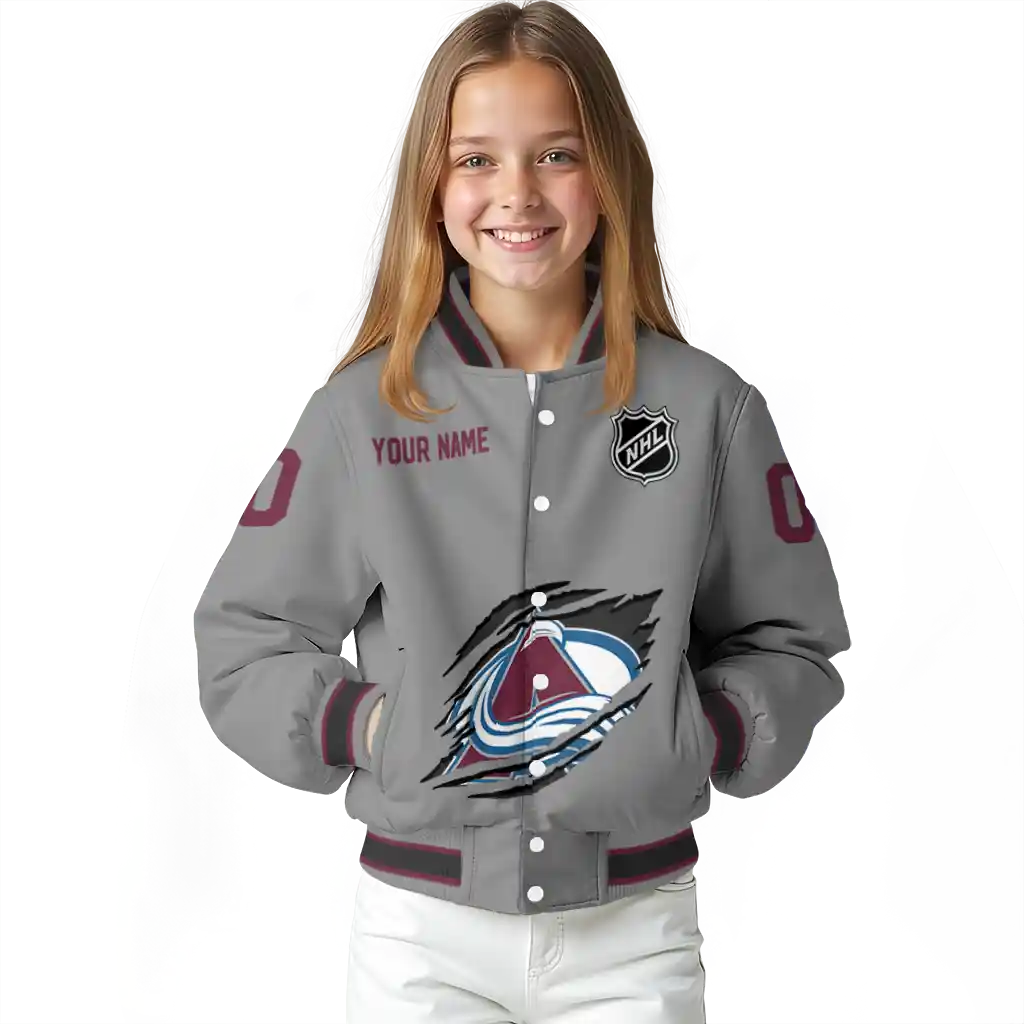 customized colorado avalanche claw streak grey varsity jacket top rated customized colorado avalanche claw streak grey varsity jacket top rated
