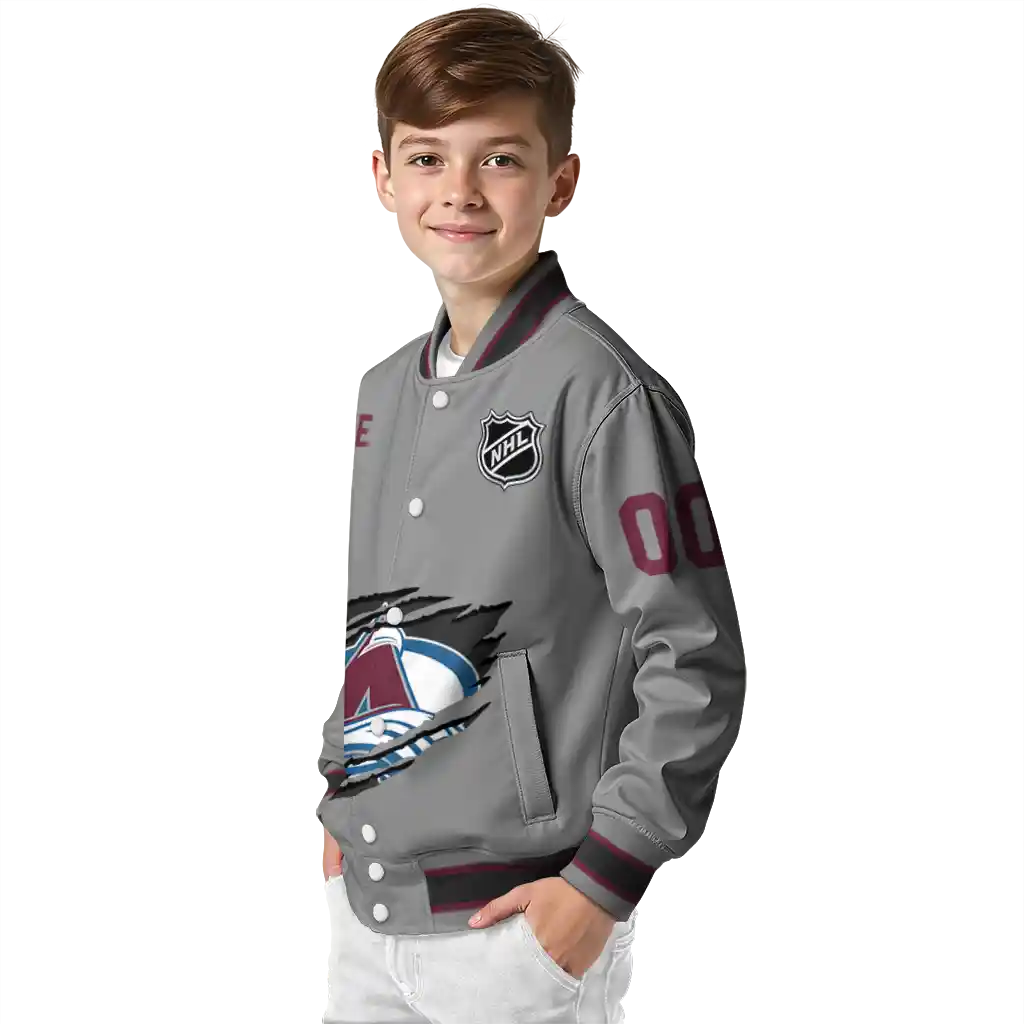 customized colorado avalanche claw streak grey varsity jacket trendy customized colorado avalanche claw streak grey varsity jacket trendy