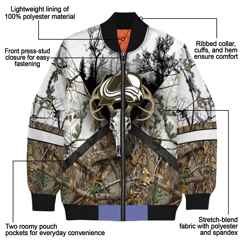 customized colorado avalanche deer skull camouflage white bomber jacket new arrival customized colorado avalanche deer skull camouflage white bomber jacket new arrival