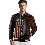 customized colorado avalanche flag wood brown varsity jacket best selling