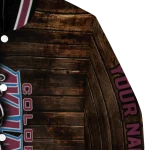 customized colorado avalanche flag wood brown varsity jacket best selling