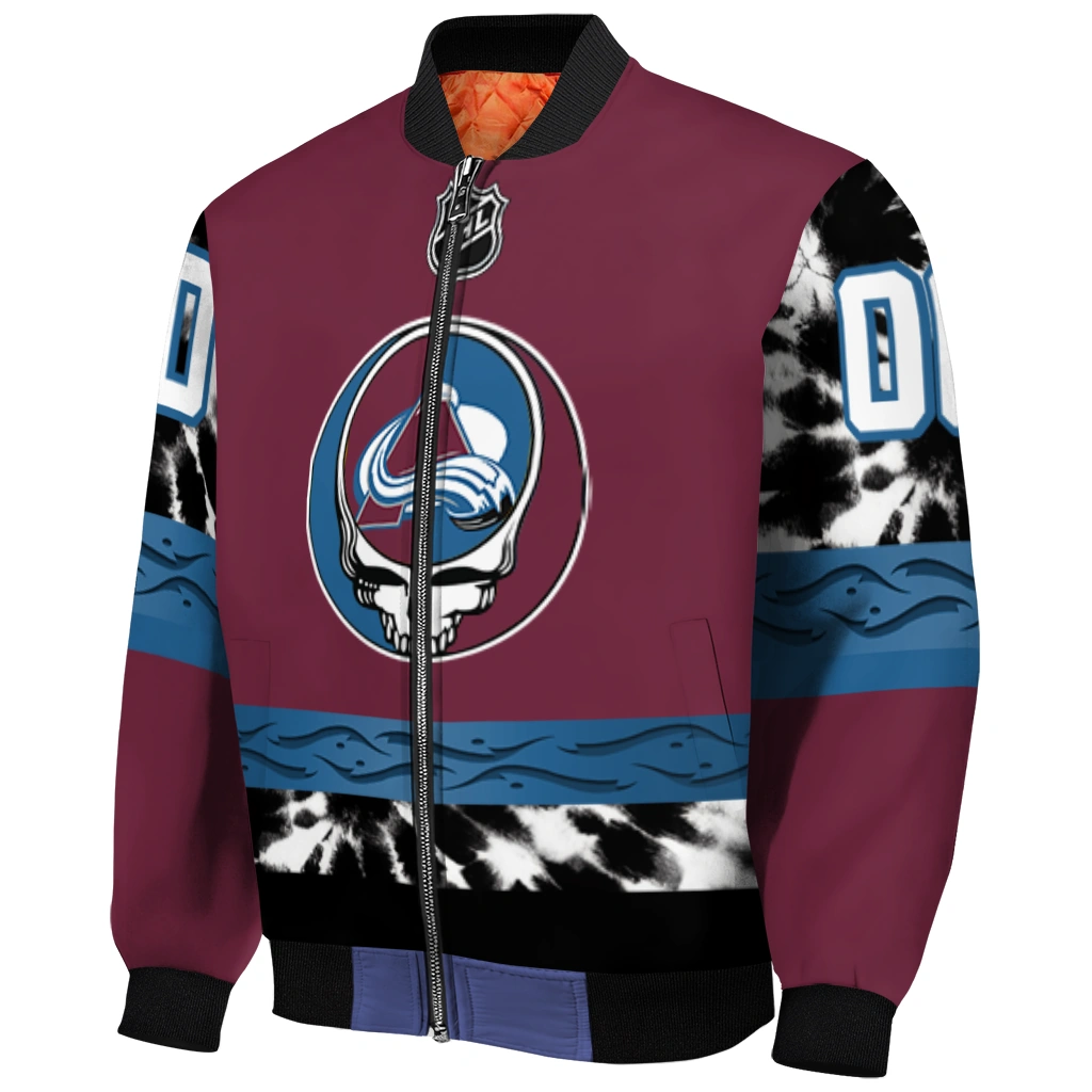customized colorado avalanche skull stripe burgundy black bomber jacket fashion forward customized colorado avalanche skull stripe burgundy black bomber jacket fashion forward