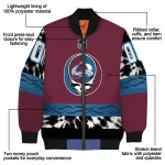 customized colorado avalanche skull stripe burgundy black bomber jacket best selling