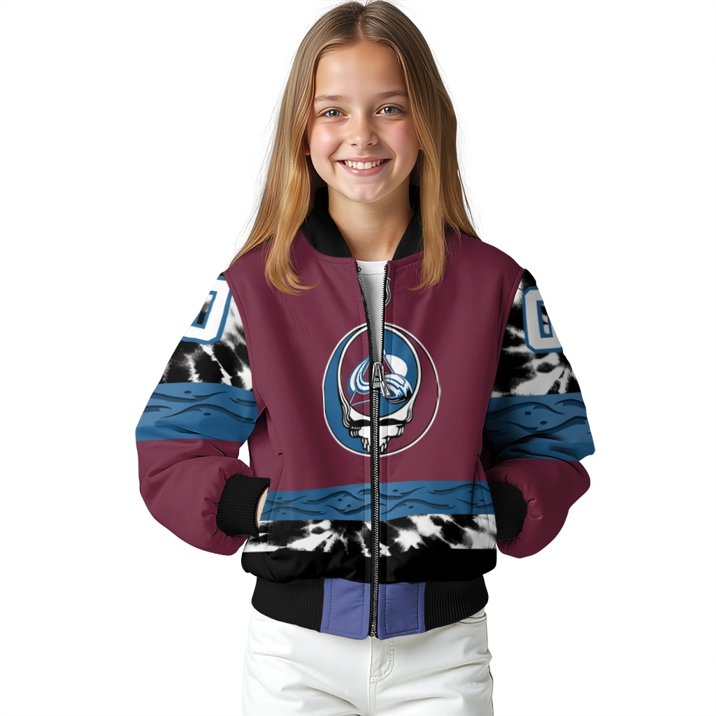 customized colorado avalanche skull stripe burgundy black bomber jacket top rated customized colorado avalanche skull stripe burgundy black bomber jacket top rated