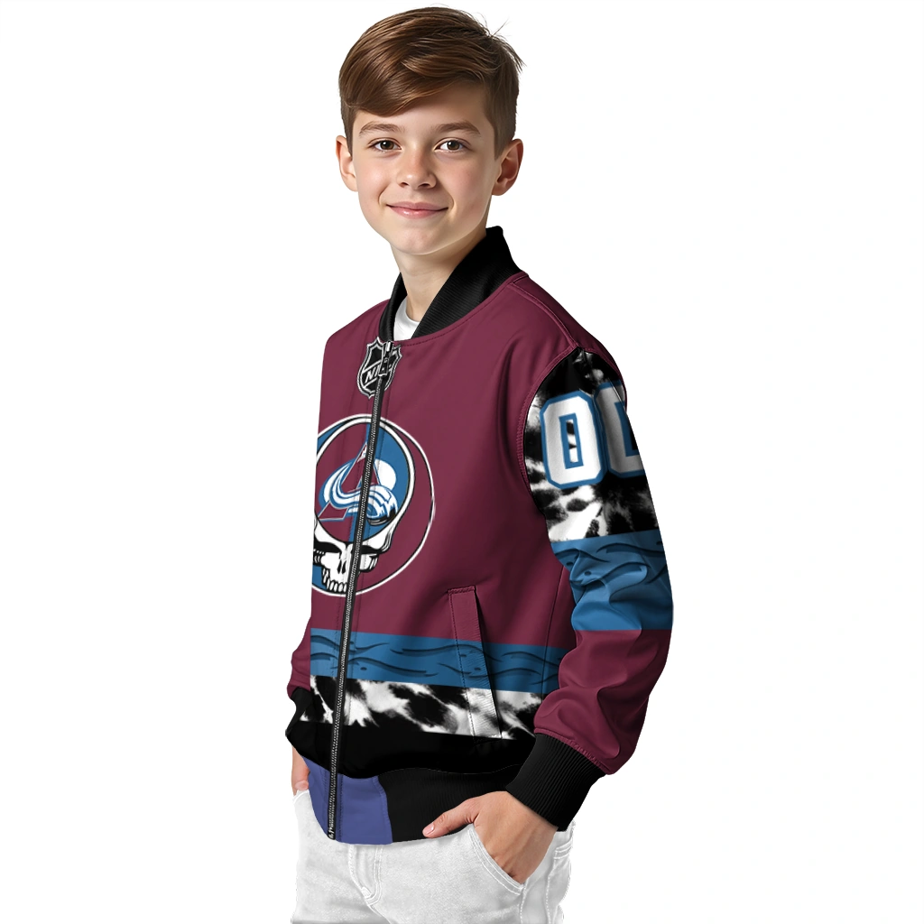 customized colorado avalanche skull stripe burgundy black bomber jacket trendy customized colorado avalanche skull stripe burgundy black bomber jacket trendy