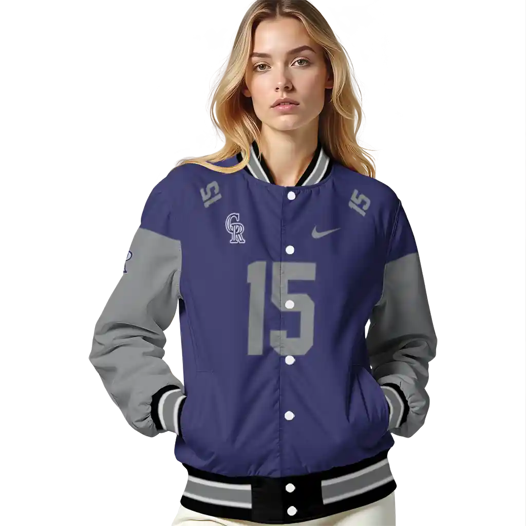 customized colorado rockies team patch blue varsity jacket latest model customized colorado rockies team patch blue varsity jacket latest model