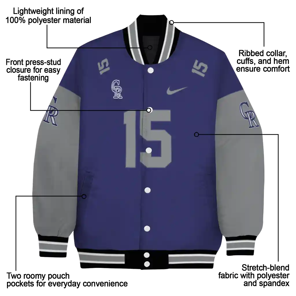 customized colorado rockies team patch blue varsity jacket new arrival customized colorado rockies team patch blue varsity jacket new arrival