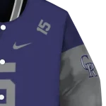 customized colorado rockies team patch blue varsity jacket best selling