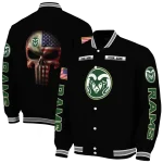 customized colorado state rams american flag skull black varsity jacket best selling