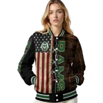 customized colorado state rams flag wood brown varsity jacket best selling