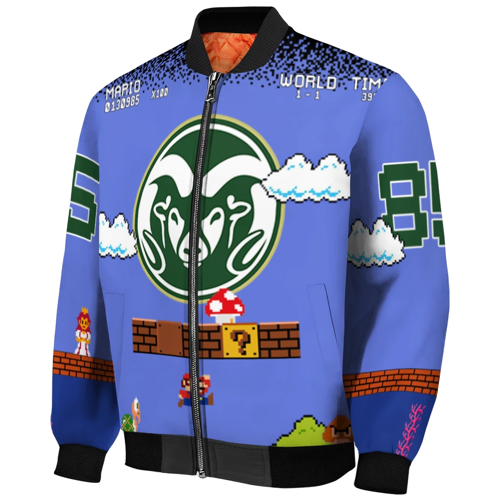 customized colorado state rams mario blocks blue black bomber jacket fashion forward customized colorado state rams mario blocks blue black bomber jacket fashion forward
