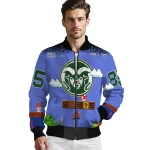 customized colorado state rams mario blocks blue black bomber jacket best selling