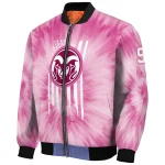 customized colorado state rams pink tie dye pink bomber jacket best selling
