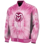 customized colorado state rams pink tie dye pink varsity jacket best selling