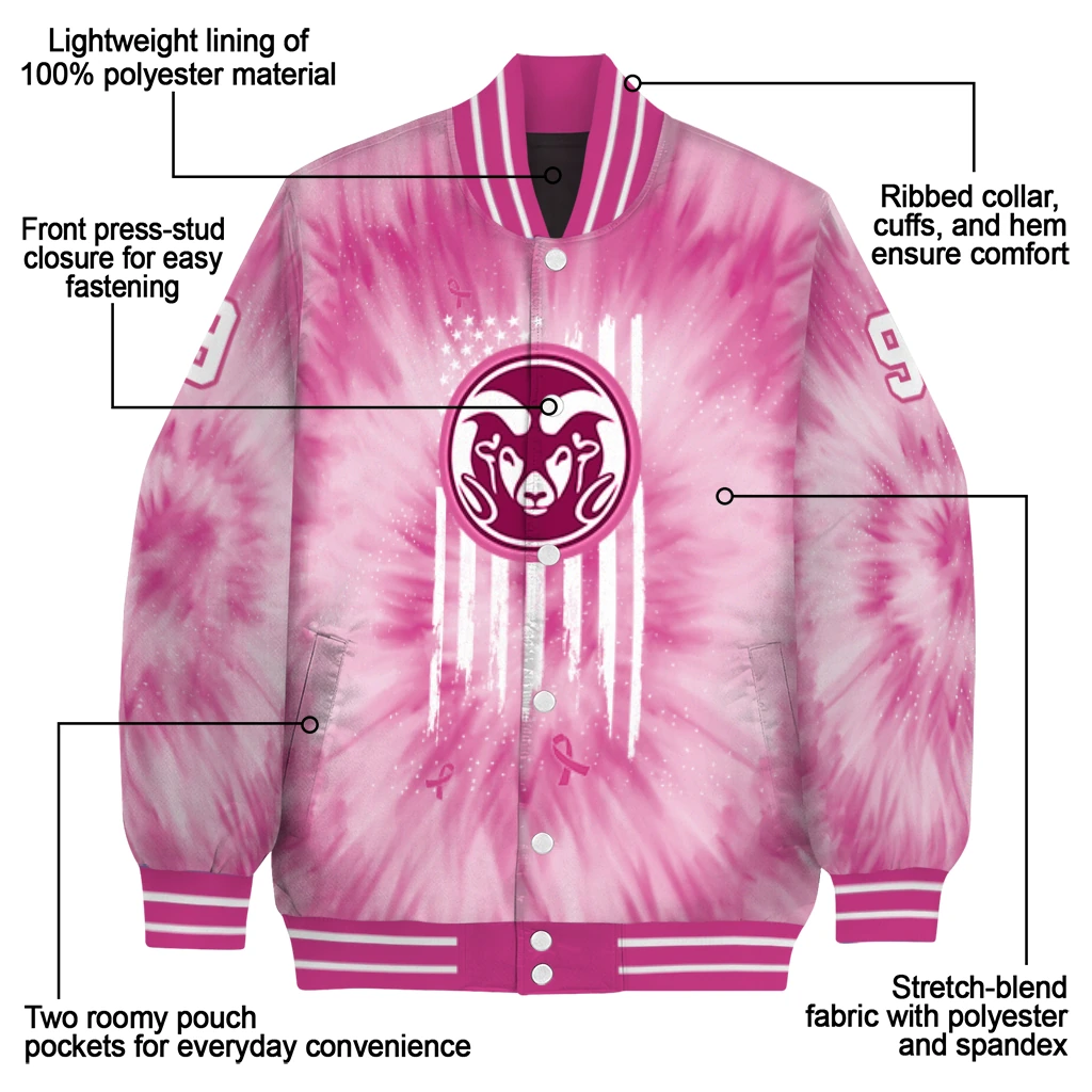 customized colorado state rams pink tie dye pink varsity jacket new arrival customized colorado state rams pink tie dye pink varsity jacket new arrival