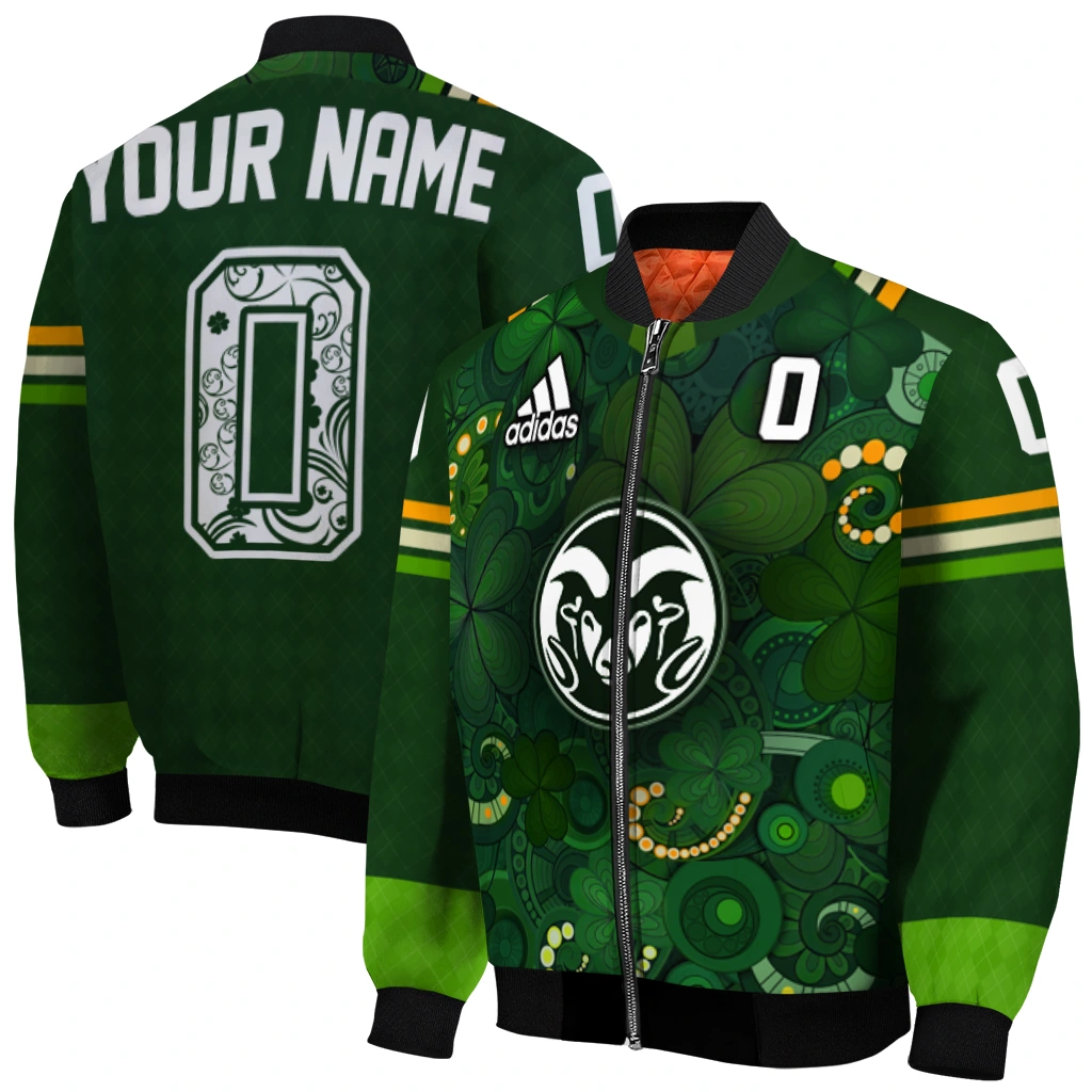 customized colorado state rams shamrock vortex green bomber jacket best selling customized colorado state rams shamrock vortex green bomber jacket best selling