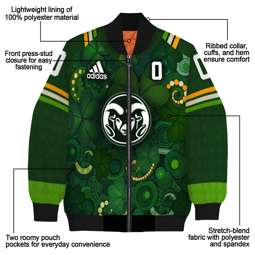 customized colorado state rams shamrock vortex green bomber jacket new arrival customized colorado state rams shamrock vortex green bomber jacket new arrival
