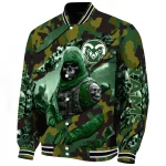 customized colorado state rams skull horde green varsity jacket best selling