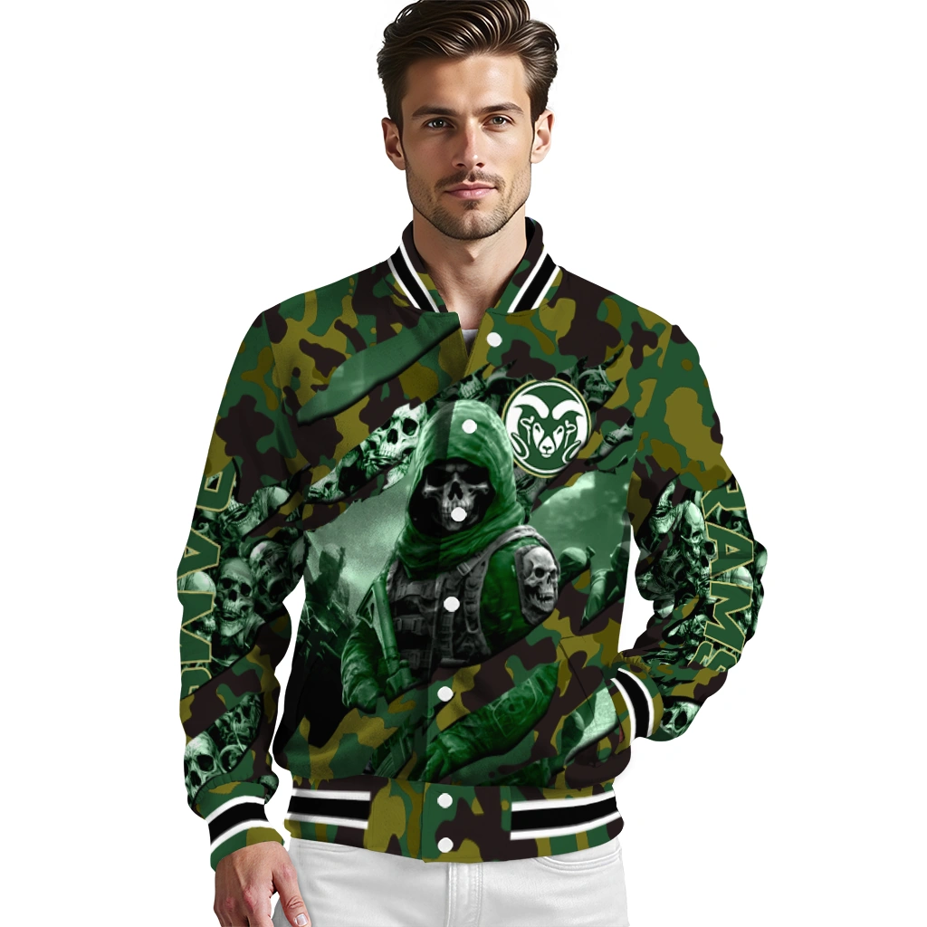 customized colorado state rams skull horde green varsity jacket high quality customized colorado state rams skull horde green varsity jacket high quality