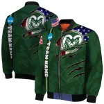 customized colorado state rams usa flag claws green bomber jacket best selling