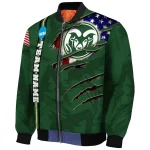 customized colorado state rams usa flag claws green bomber jacket best selling