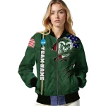 customized colorado state rams usa flag claws green bomber jacket best selling