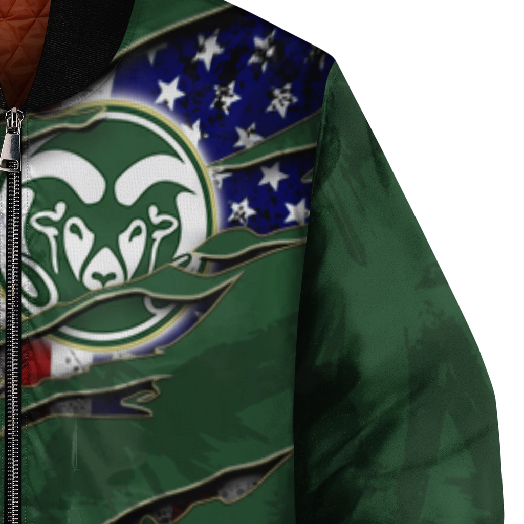 customized colorado state rams usa flag claws green bomber jacket premium grade customized colorado state rams usa flag claws green bomber jacket premium grade