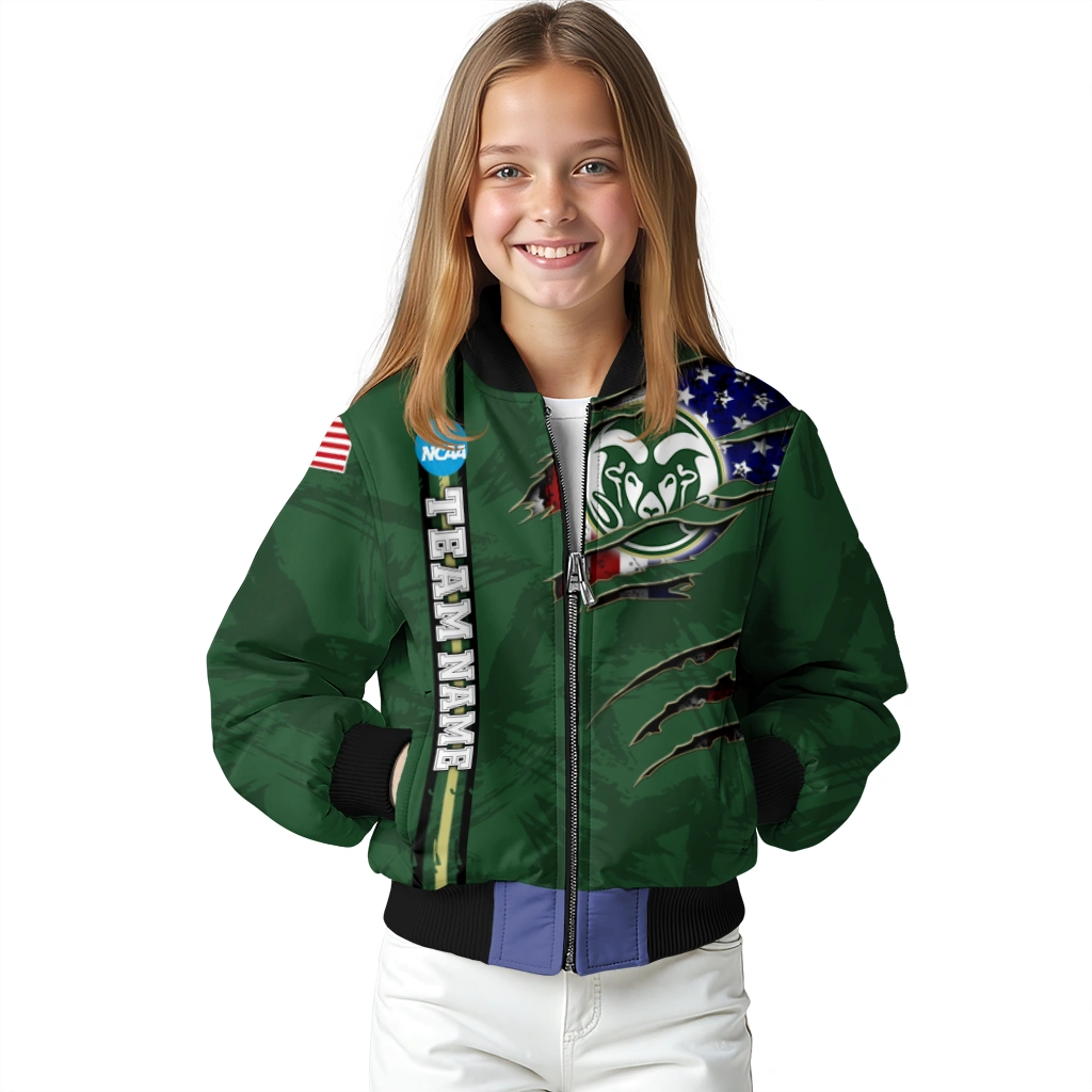 customized colorado state rams usa flag claws green bomber jacket top rated customized colorado state rams usa flag claws green bomber jacket top rated
