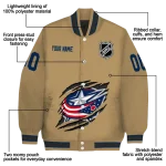 customized columbus blue jackets claw burst beige varsity jacket best selling