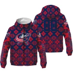 customized columbus blue jackets geometric blossom navy blue windbreaker jacket best selling
