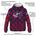 customized columbus blue jackets geometric blossom navy blue windbreaker jacket best selling