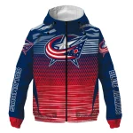 customized columbus blue jackets pattern layers navy blue windbreaker jacket best selling