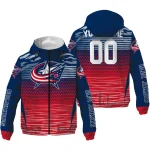 customized columbus blue jackets pattern layers navy blue windbreaker jacket best selling