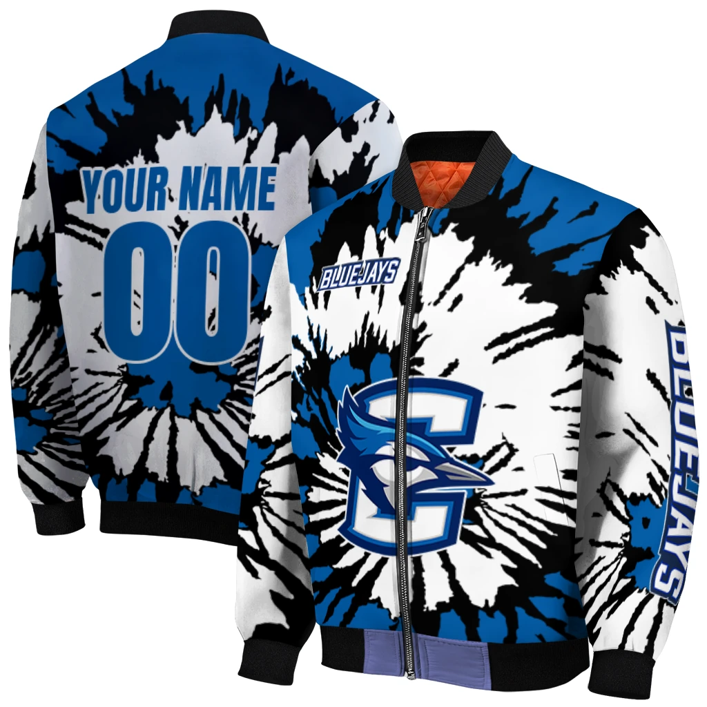 customized creighton bluejays burst splatter blue bomber jacket best selling customized creighton bluejays burst splatter blue bomber jacket best selling