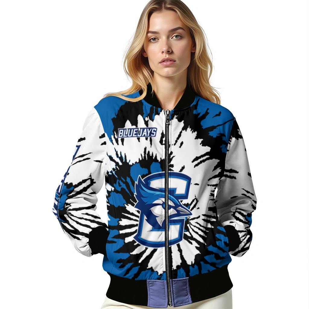 customized creighton bluejays burst splatter blue bomber jacket latest model customized creighton bluejays burst splatter blue bomber jacket latest model