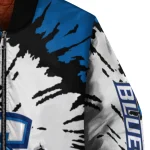 customized creighton bluejays burst splatter blue bomber jacket best selling