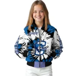 customized creighton bluejays burst splatter blue bomber jacket best selling
