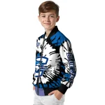 customized creighton bluejays burst splatter blue bomber jacket best selling