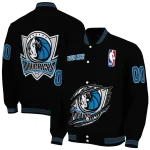 customized dallas mavericks claw edge black varsity jacket best selling