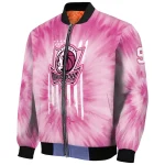 customized dallas mavericks pink tie dye pink bomber jacket best selling